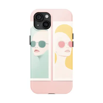 Minimalist Women Portrait Pastel Sunglasses Art