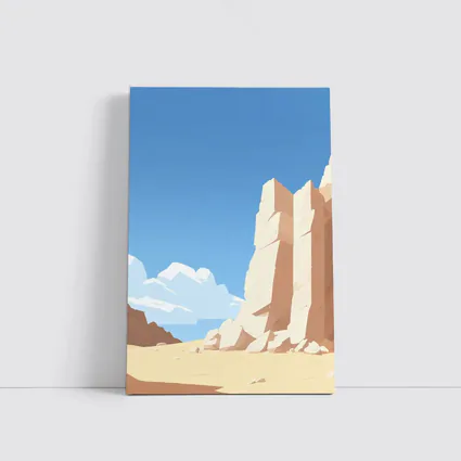 Flat Style Desert Canyon Rock Formation Art