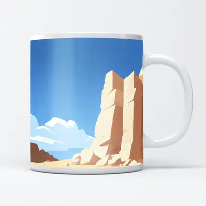 Flat Style Desert Canyon Rock Formation Art