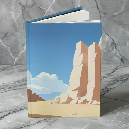 Flat Style Desert Canyon Rock Formation Art