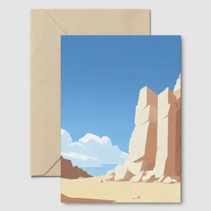 Flat Style Desert Canyon Rock Formation Art