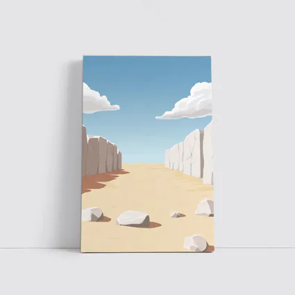Desert Canyon Illustration With Blue Sky