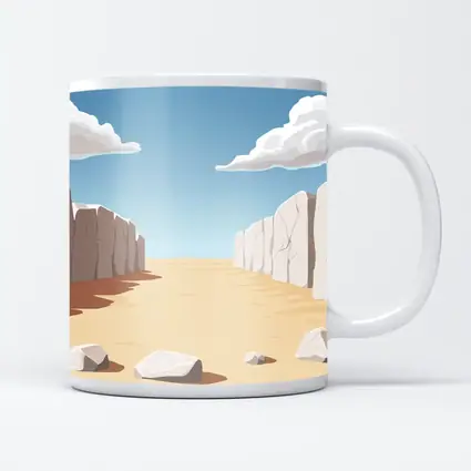 Desert Canyon Illustration With Blue Sky