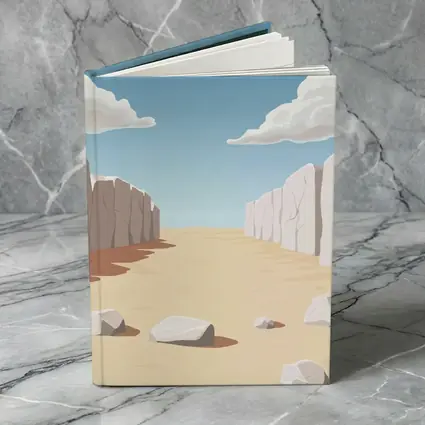 Desert Canyon Illustration With Blue Sky