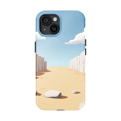 Desert Canyon Illustration With Blue Sky