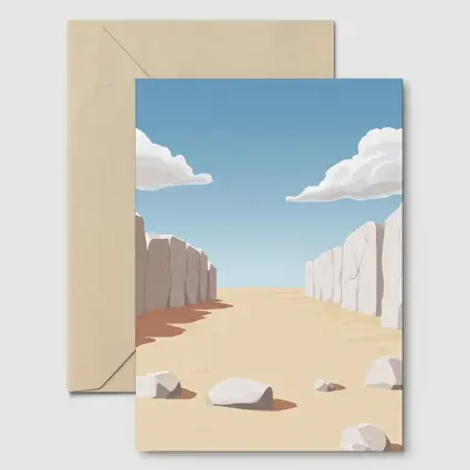 Desert Canyon Illustration With Blue Sky