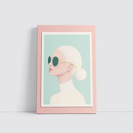 Minimal Woman Portrait Sunglasses Mint Background