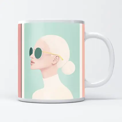 Minimal Woman Portrait Sunglasses Mint Background