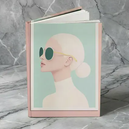 Minimal Woman Portrait Sunglasses Mint Background
