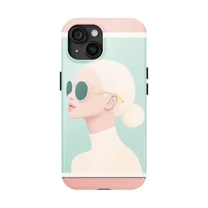 Minimal Woman Portrait Sunglasses Mint Background