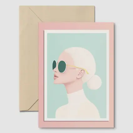 Minimal Woman Portrait Sunglasses Mint Background