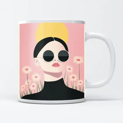 Woman Sunglasses Daisies Yellow Sun Pink