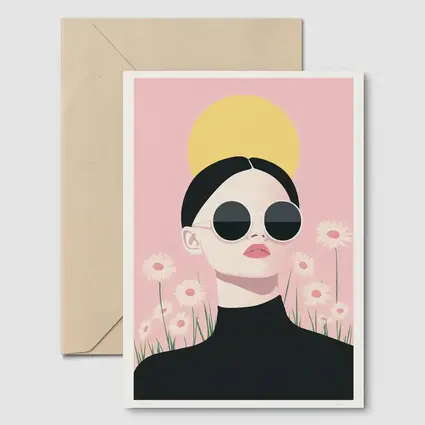 Woman Sunglasses Daisies Yellow Sun Pink