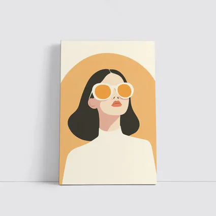 Minimalist Woman Portrait Orange Sunglasses Art