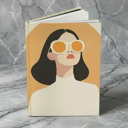Minimalist Woman Portrait Orange Sunglasses Art