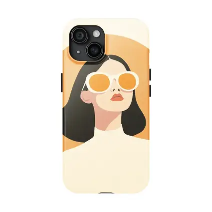 Minimalist Woman Portrait Orange Sunglasses Art