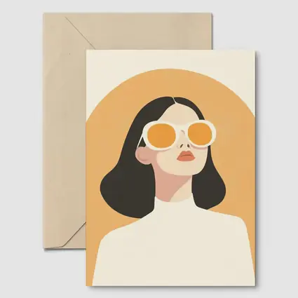 Minimalist Woman Portrait Orange Sunglasses Art