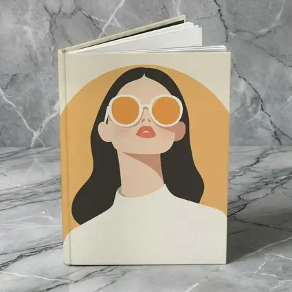 Minimal Woman Portrait Sunglasses Warm Beige Background