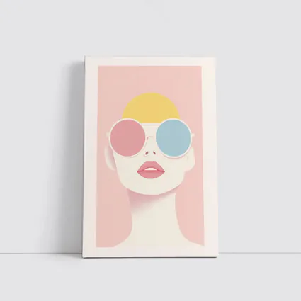 Minimalist Woman Portrait Oversized Sunglasses Pink