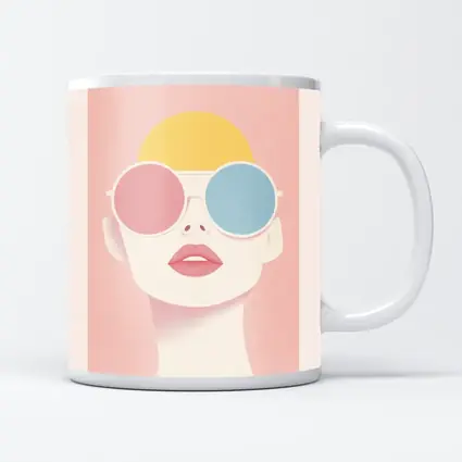 Minimalist Woman Portrait Oversized Sunglasses Pink