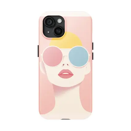 Minimalist Woman Portrait Oversized Sunglasses Pink
