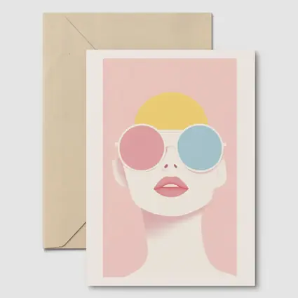 Minimalist Woman Portrait Oversized Sunglasses Pink