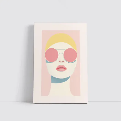 Minimalist Woman Portrait Pink Sunglasses Pastel