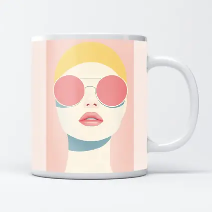 Minimalist Woman Portrait Pink Sunglasses Pastel