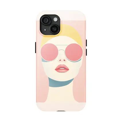 Minimalist Woman Portrait Pink Sunglasses Pastel
