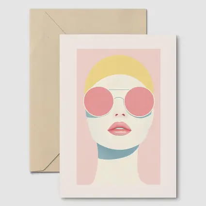 Minimalist Woman Portrait Pink Sunglasses Pastel