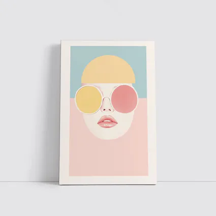 Pastel Fashion Woman Face With Sunglasses