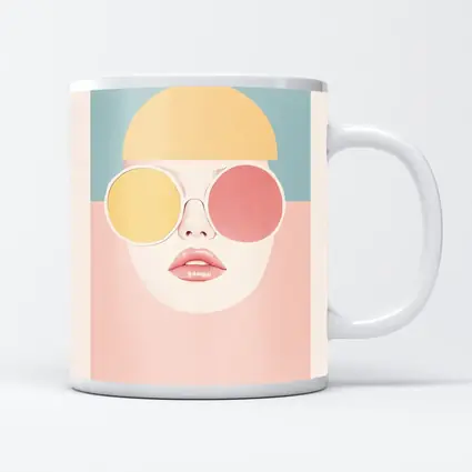 Pastel Fashion Woman Face With Sunglasses