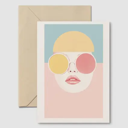 Pastel Fashion Woman Face With Sunglasses