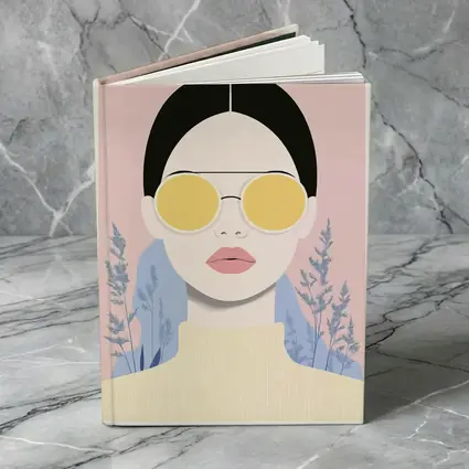 Fashion Woman Yellow Sunglasses Pink Floral Background