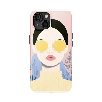 Fashion Woman Yellow Sunglasses Pink Floral Background