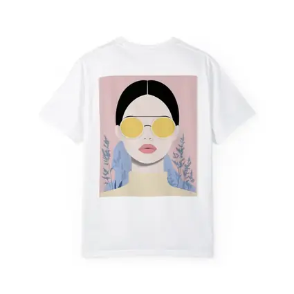Fashion Woman Yellow Sunglasses Pink Floral Background