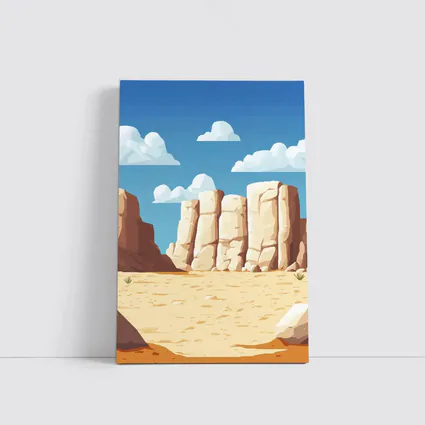 Desert Canyon Rocks Blue Sky Illustration
