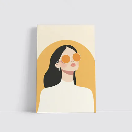 Minimalist Woman Portrait Yellow Arch Background
