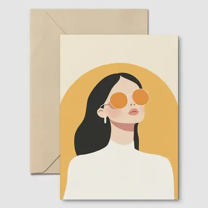 Minimalist Woman Portrait Yellow Arch Background