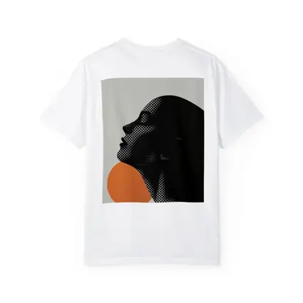 Black Female Silhouette Orange Sun Halftone