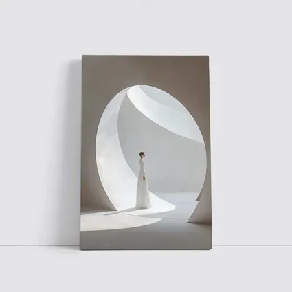 Woman in White Dress Circular Arch