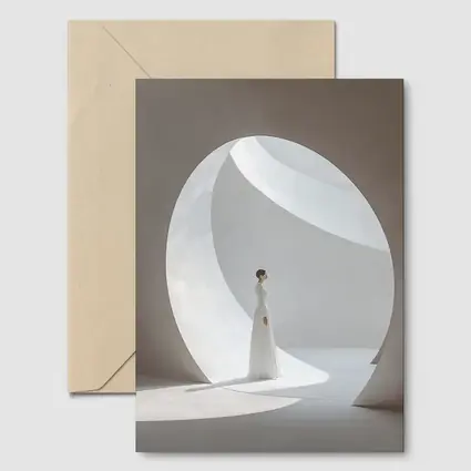 Woman in White Dress Circular Arch