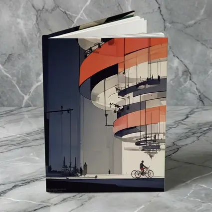 Futuristic Architecture Spiral Building Cyclist Below
