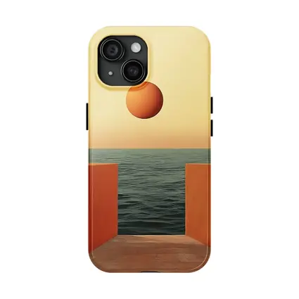 Minimalist Orange Sun Over Calm Ocean