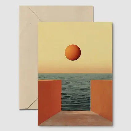 Minimalist Orange Sun Over Calm Ocean