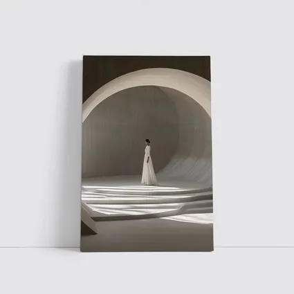 Woman White Dress Minimalist Arch Architecture