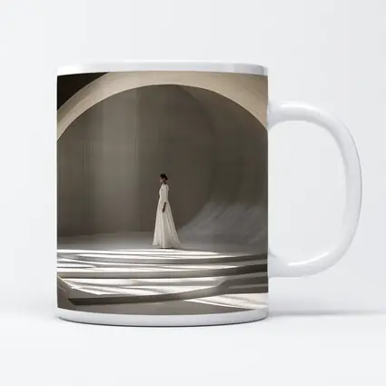 Woman White Dress Minimalist Arch Architecture
