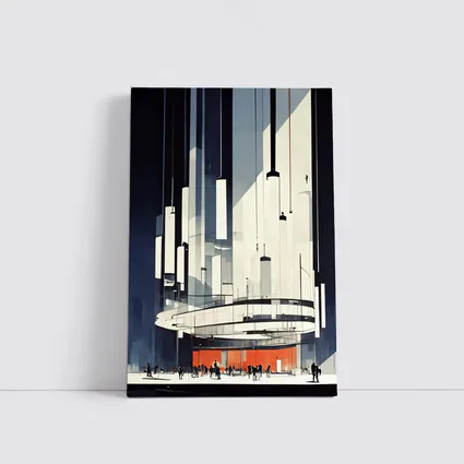 Futuristic Architecture Interior Illustration Dark Blue