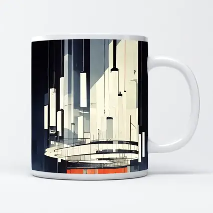 Futuristic Architecture Interior Illustration Dark Blue