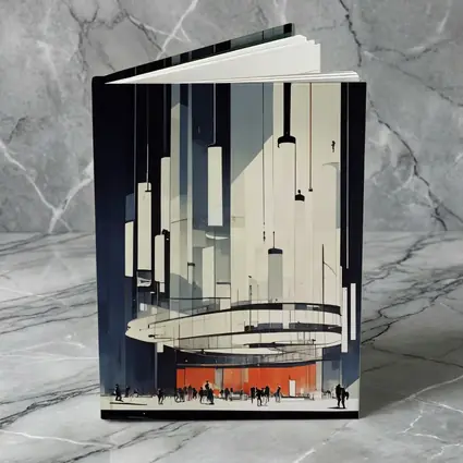 Futuristic Architecture Interior Illustration Dark Blue